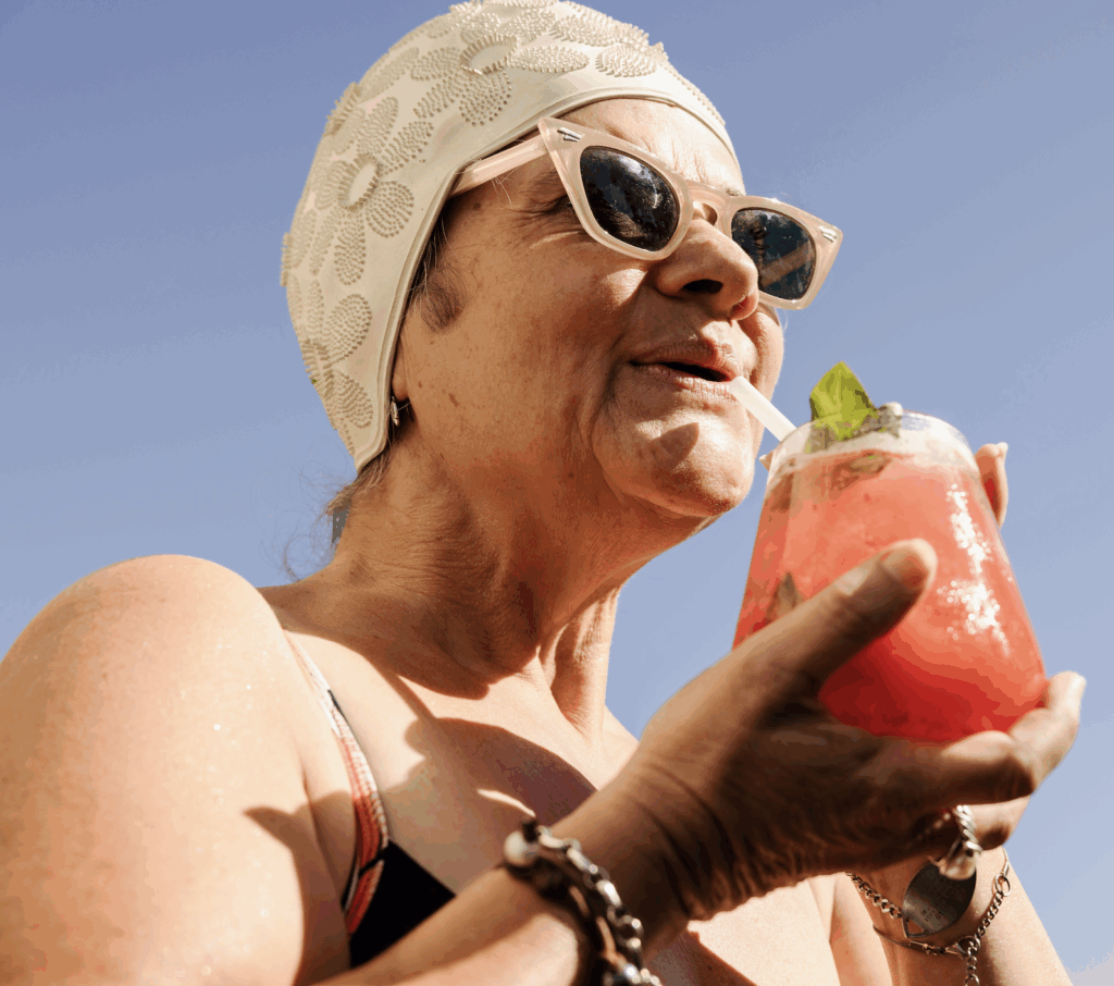 senior woman enjoying a drink
